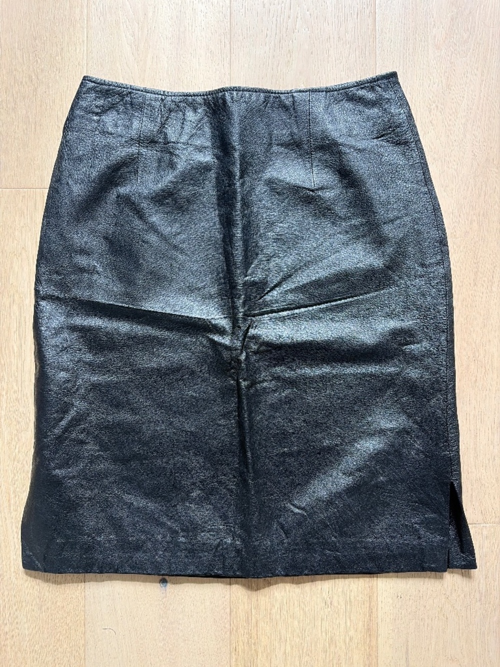 Vintage David Benjamín Black Leather Pencil Skirt